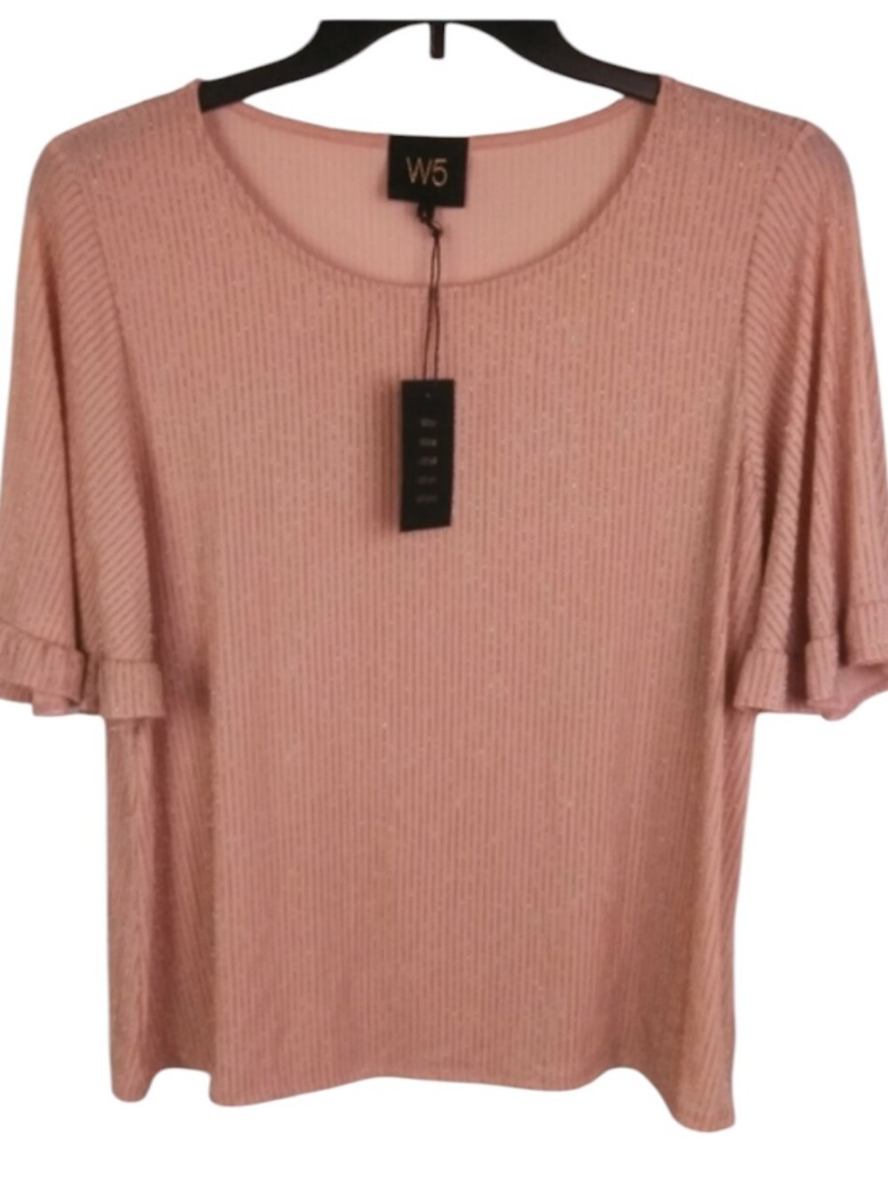 W5 Metallic Striped Ruffle Sleeve Top Nwt